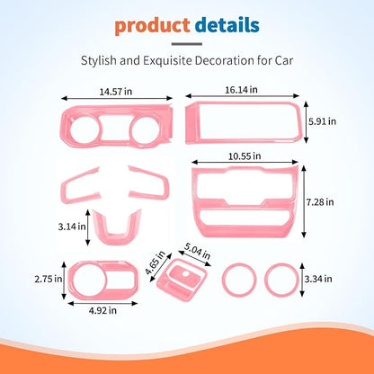 JeCar 11pcs Pink Interior Trim Kit for 2024 2025+ Jeep Wrangler JL JLU & Gladiator JT