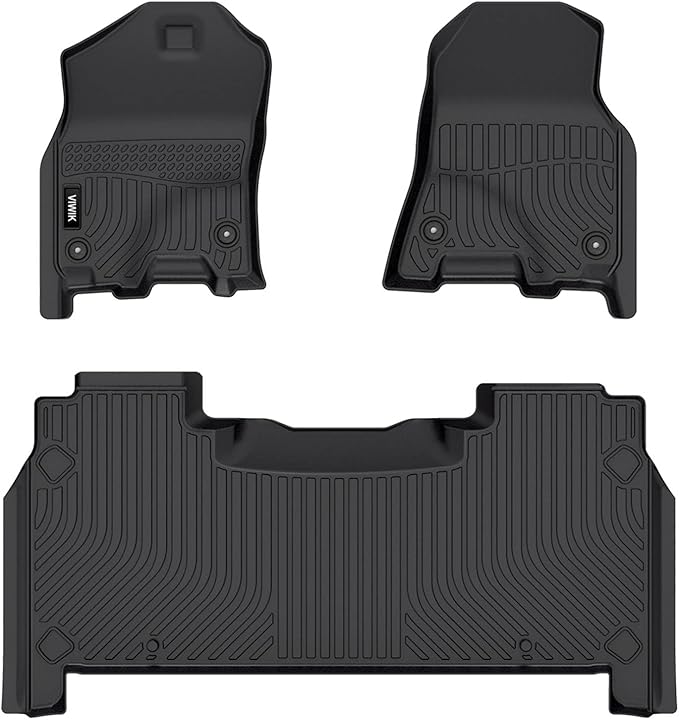 VIWIK Floor Mats for Dodge Ram 1500 Crew Cab 2019 2020 2021 2022 2023 2024 (NOT for Classic), TPE Rubber Car Mats All Weather Custom Floor Liners for Ram 1500 Crew Cab 1st & 2nd Row Non-Slip Odorless