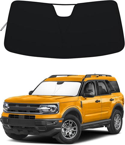 Windshield Sun Shade for 2021-2026 Ford Bronco Sport| Fully Covered Foldable Front Window Sun Visor| 310T Polyester| UV Heat Insulation Protection| Outdoor Camping (Not for Bronco Model)