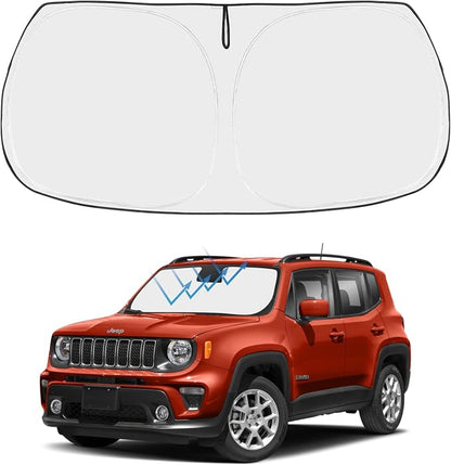 Proadsy 2026 Upgrade Front Windshield Sun Shade Foldable Sunshade Protector Custom Fit 2015-2023 Jeep Renegade SUV, Sport, Latitude, Limited, Trailhawk, Altitude Winter Accessories