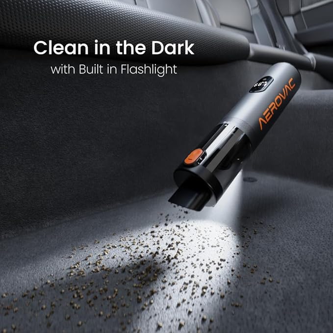 V-15 Pro, Portable Car Vacuum Cleaner, Handheld, HEPA Filter, Rechargeable, Cordless, 16000PA Suction Power, 562g, 0.15L Capacity, with LED Display