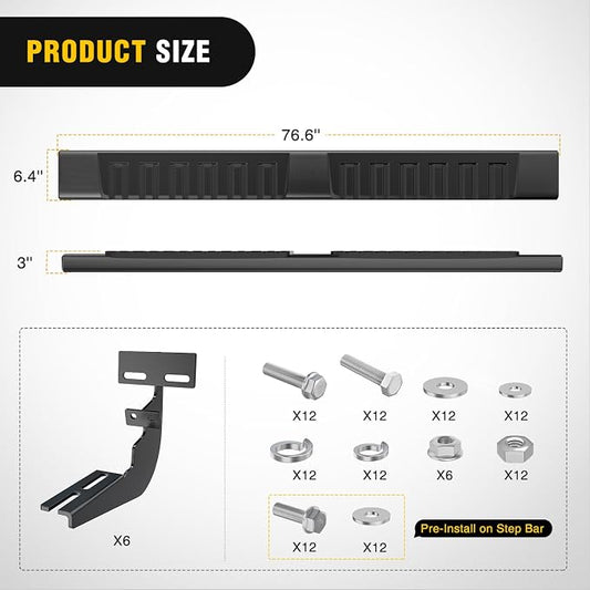 Nilight Running Boards for Dodge Ram 2009-2018 1500 Quad Cab 2019-2024 1500 Classic 2010-2024 2500 3500 6 Inch Slip-Proof Aluminum Bolt-on Side Step Nerf Bars