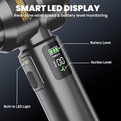 23000PA Portable Cordless Car Vacuum Cleaner,with Digital Display and 3-Speed Suction,Mini Handheld Vacuum for Car,LED Light,One-Touch Dust Emptying,Multiple Functions and Fast Charging