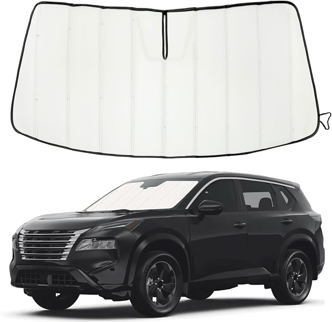 Windshield Sun Shade for Nissan Rogue 2021-2025 2026, Front Window Visor Accessories, Folding Design Blocks Heat & UV Rays Maintain Cool Interior and Save Space