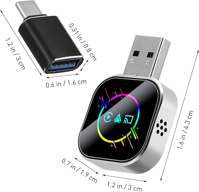 Ciieeo 3-in-1 Wireless Car Adapter with USB a to C Connector for Screen Mirroring Converts Wired to Wireless Compatible with Android Phone Connection for Navigation and Media Streaming