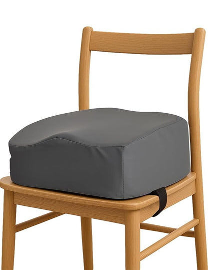 Babelio Ergo-Designed Booster Seat for Kitchen Chair, Promote Proper Upright Posture, Toddler Booster Seat for Dining Table, Suitable for 18 Months to 5 Years, Faux PU Leather Cover, Dark Grey