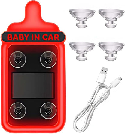 Car LED Ambient Light - Baby Bottle Design for Side and Rear Windows, 6 Modes, Solar Powered, Auto On/Off, 500mAh, Car Gift (Red)