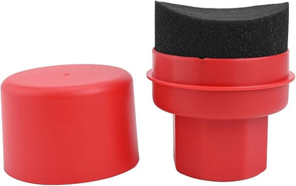 Wheel Tire Sponge Brush for Car Polishing and Waxing with Protective Lid, Featuring Curved and Flat Shape Applicators (Red radians hard)