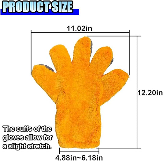 5 Finger Coral Fleece Car Wash Mitt, No Scratch Microfiber Wash Mitt Auto Cleaning Glove with Elastic Wrist Cuff, Reusable Double Sided Washing Glove Vehicle Dusting Mitt for Car Detailing (1PC)