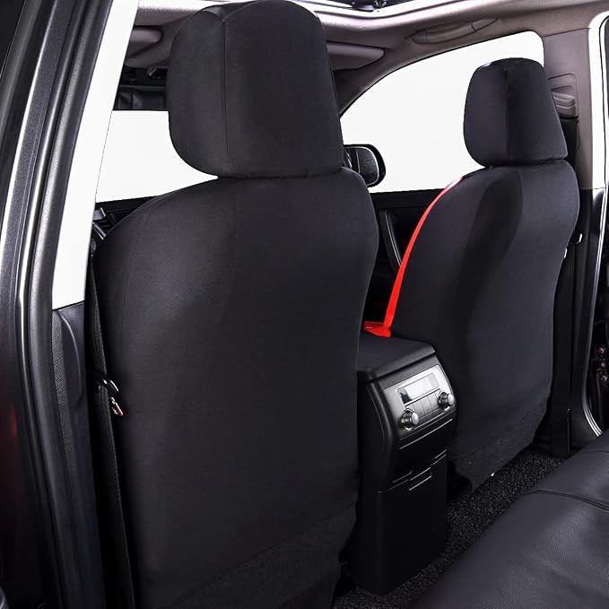 Flying Banner car seat Covers Protects Water Proof Faux Leather Carbon Fiber Front and Rear Bench (Red Black, Full Set - 9PCS)