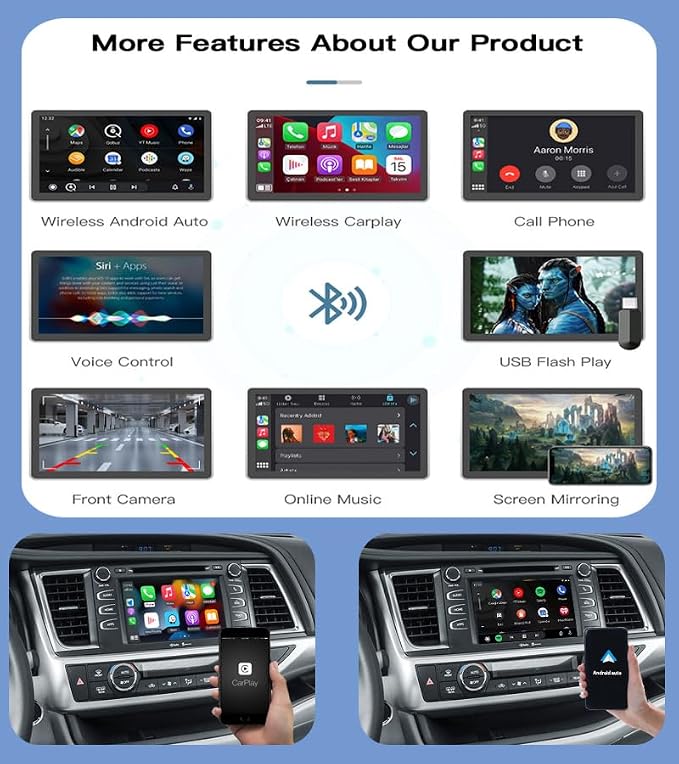Carplay Android Auto Adapter Wireless Carplay Retrofit Kit Decoder for Toyota Touch2 & Entune2.0 2014-2019 Fit for Corolla/Prius/RAV4/Highlander/Sienna/Tacoma/Yaris/CH-R/Avalon/Tundra/Verso/Camry