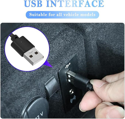 4-in-1 Car LED Lights Interior with USB Port,Ambient Neon Car Door Lights Kit for CCar Decor,Party,Music,Gift,Universal CCar Pedal Light Interior Accessories for Wonmen & Men (Blue)