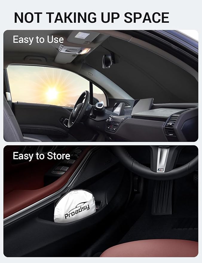 Proadsy 2026 Upgrade Front Windshield Sun Shade Foldable Sunshade Protector Custom Fit 2014-2022 BMW i3 Accessories