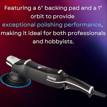 RUPES LHR21V Single BigFoot Mark V Random Orbital Polisher - Reduced Noise & Vibrations - Enhanced Motor Efficiency - Gears Require Minimal Lubrication - Provides Optimal Balance - Stable Grip