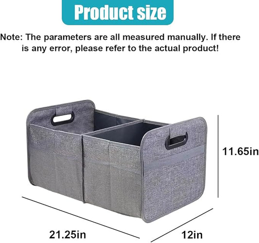 Car Trunk Organizer, Collapsible Multi-Compartment Auto Storage Box with 4 Pockets, Waterproof Oxford Fabric Car Trunk Container Accessories for Sedan SUV Truck (Grey)