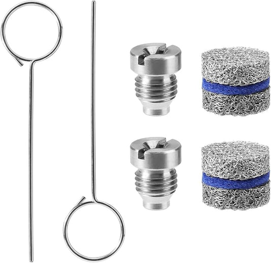 Lyreh 2 Sets 1.1 mm Foam Cannon Orifice Kit, Universal 0.04in Thread Nozzle and Maker Meshes Nets Replacement Parts Accessories with Cleaning Tools