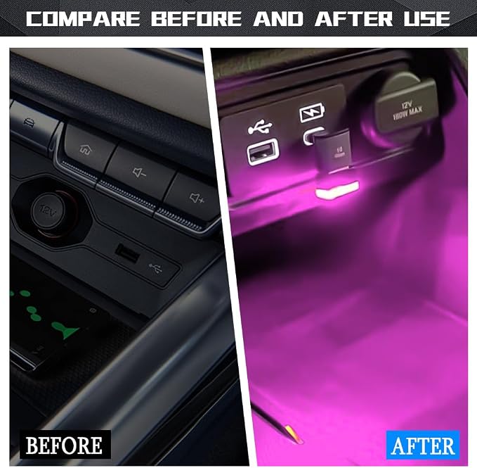 deemars 4PCS USB LED Car Interior Atmosphere Lamp, Car Night Lights, Mini USB LED Decoration Light Ambient Interior Light, Car Accessories Plug-in Interface Ambient Lighting Kit for Most Cars