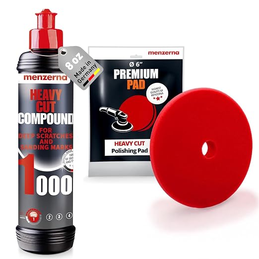menzerna Deep Scratch Remover Kit I Car polishing Set with Menzerna Heavy Cut 1000 (8oz) and 6 Inch Polishing Pad I Deep Scratch Remover Kit for All Types of Vehicles
