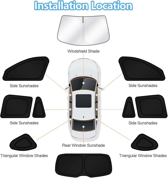 KUST Car Window Shades for 2016-2022 BMW X1 F48 Accessories Windshield Sun Shade Side Rear Window Covers Sunshade Privacy Protection for Camping Blackout UV Block Full Set 10PCS