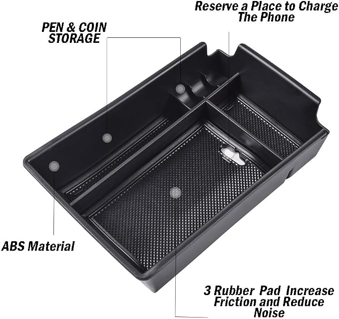 Center Console Organizer Compatible with Hyundai Sonata 2020 2021 2022 2023 Accessories, Sonata N-Line/Limited Insert Tray Secondary Storage Armrest Box ABS Black