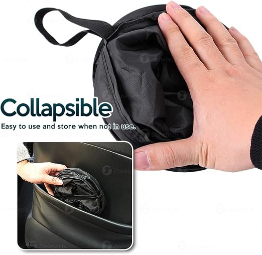 ZONETECH Universal Traveling Portable Car Trash Can - Black Collapsible Pop-up Leak Proof Trash Can- for Garbage to Organize Car, Waste Basket Bin, Rubbish Bucket (2 Pack)