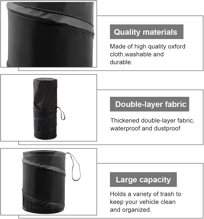 2 PCS Car Trash Can, Waterproof Portable Collapsible Pop-up Garbage Bin with Elastic Band, Automotive Mini Portable Hanging Rubbish Bin Trash Bag for Camping Traveling