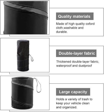 2 PCS Car Trash Can, Waterproof Portable Collapsible Pop-up Garbage Bin with Elastic Band, Automotive Mini Portable Hanging Rubbish Bin Trash Bag for Camping Traveling