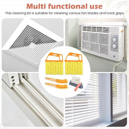 5-Pack Blind Cleaning Kit - Professional Tools for Window Blinds, Air Vents, Tracks & Fans | Extendable Handle with Washable Microfiber Brushes | All-in-One Dust Removal Set