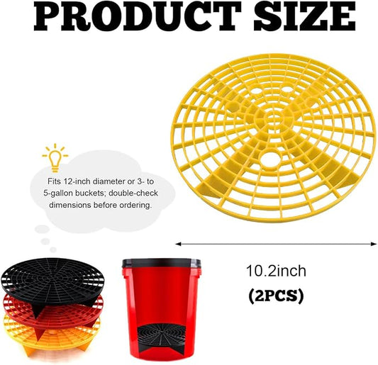 Yourkar 2 PCS Car Wash Bucket Inserts, Plastic Vehicle Detail Grit Trap, Auto Dirt Collectors Fits 12 Inch Diameter Bucket, Universal Car Accessories (Yellow)