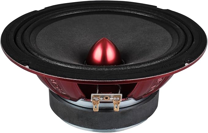 DS18 PRO-X8.4BM Loudspeaker - 8", Midrange, Red Aluminum Bullet, 550W Max, 275W RMS, 4 Ohms - Premium Quality Audio Door Speakers for Car or Truck Stereo Sound System (1 Speaker)