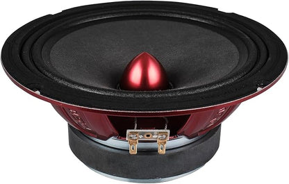 DS18 PRO-X8.4BM Loudspeaker - 8", Midrange, Red Aluminum Bullet, 550W Max, 275W RMS, 4 Ohms - Premium Quality Audio Door Speakers for Car or Truck Stereo Sound System (1 Speaker)
