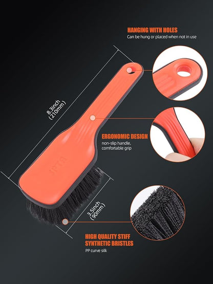 SPTA Tire Brush, Carpet Cleaning Brush, 2Pcs Wheel Brush, Carpet Cleaning Brush,Stiff Synthetic Bristles, Ergonomic Design Handle, Scrub Brush for Floor Mats,Car Wheel Hub Cleaning,Car Interior, Home