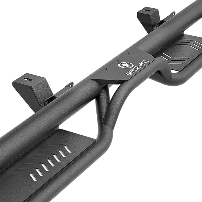 Running Boards Compatible with 2018-2026 Jeep Wrangler JL JLU Unlimited 4 Doors, Heavy-Duty Steel Nerf Bars Two Stairs Design Side Steps Bolt-on Step Plates Rock Sliders Rail