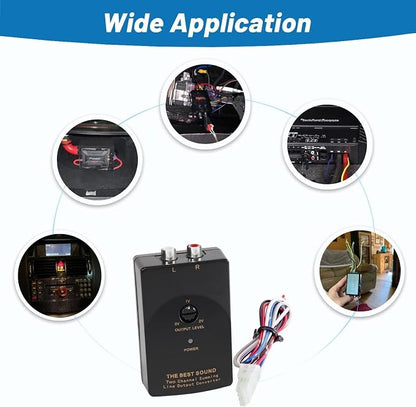 NuIth Car Audio Speaker Wire to RCA Line Output Converter, 2-Channel High to Low RCA Converter for Adding Amplifier Subwoofer to Stock Stereo