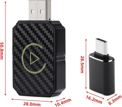 2in1 CarPlay Adapter for iPhone Android, USB Cable Low Delay iOS10+ | 2-in-1 for iPhone and Android, Ultra Low Delay, Built-in USB Cable, Auto Reconnect