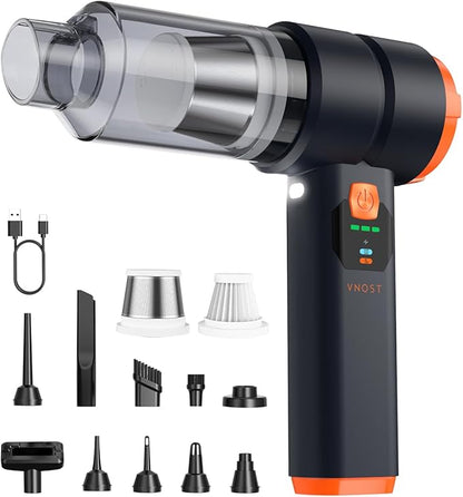 Portable Cordless Car Vacuum, 4-in-1 Handheld Cordless Vacuum with 30,000Pa Suction, 130,000 RPM, 6,800mAh Battery, 10 Nozzles, Rubber Paint Material for Car, Home,Birthday Gifts for Men Dad Husband