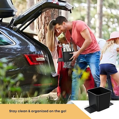 Car Trash Can with Stability Wings – Leakproof Portable Garbage Bin for Fabric & Rubber Mats – Compact Durable Plastic Auto Organizer for Cars, SUVs, Trucks (Black, Small)