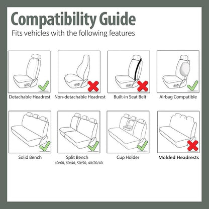FH Group Flat Cloth Seat Covers Front Seat and Solid Rear Bench Full Set with Gift - Universal Fit for Cars, Trucks & SUVs (Red)