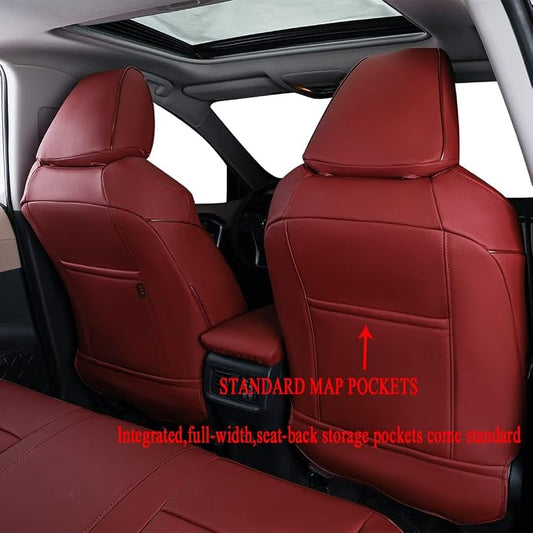 EKR Corolla Seat Covers Custom Fit for Toyota Corolla 2014 2015 2016 2017 2018 2019 L/LE Series Sedan,Leather Car Seat Cover Full Set for SUV-Faux Leather(Burgundy)