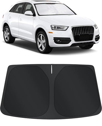 TINGLU Sun Shade for Audi Q3 2013-2018 Accessories Windshield Sun Shade Window Shade UV Rays Protection Sun Visor Cover with Steering Wheel Sunshade Storage Bag