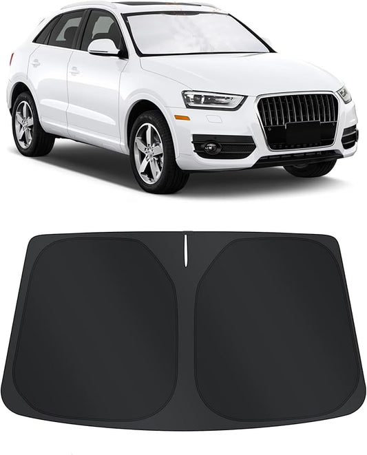TINGLU Sun Shade for Audi Q3 2013-2018 Accessories Windshield Sun Shade Window Shade UV Rays Protection Sun Visor Cover with Steering Wheel Sunshade Storage Bag