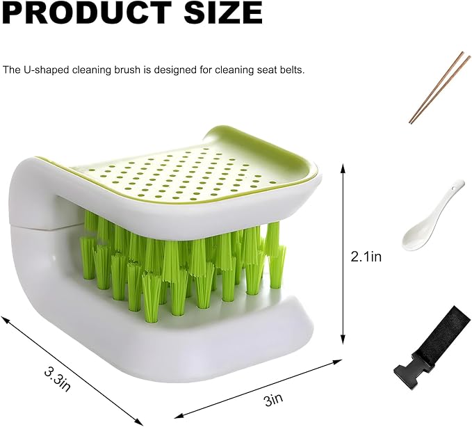 Sun Walker Car Seat Belt Cleaning Brush, Non-Slip Double-Sided Bristle Seatbelt Detailing Tool, Multifunctional Closable Safety Belt Washing Brush Kitchen Tableware Cleaner