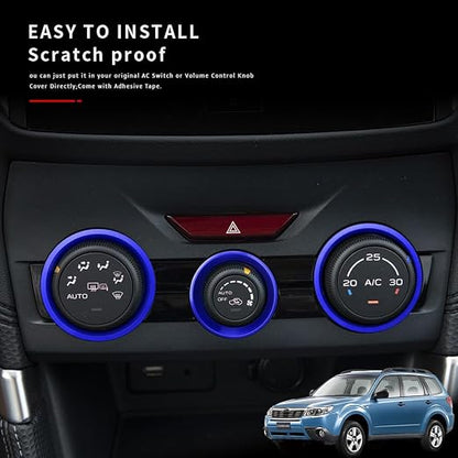 Auovo AC Climate Control Knob Outer Ring Covers Accessories for Subaru Crosstrek 2018-2022 2023 / Impreza 2017-2023/ Forester 2019-2024 Interior Air Condition Switch Control Trim (Dark Blue)