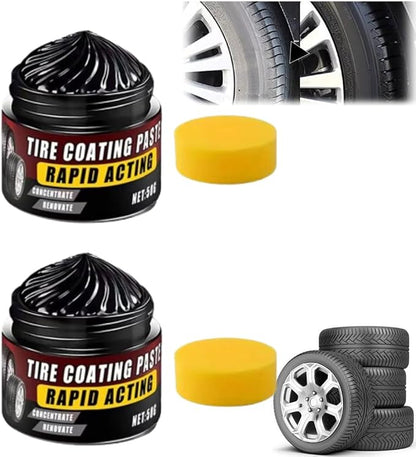 Tire Coating Paste,Premium Tire Coating & Trim Restorer,Powerful Wheel Cleaning Refurbish Wax,Long-Lasting UV Protection,Bring Back the Deep Black Shine to Rubber and Plastic
