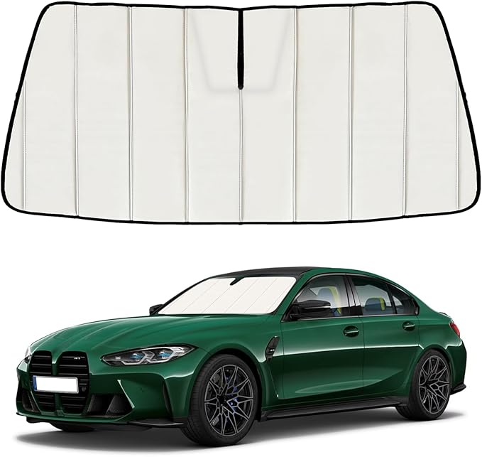 Windshield Sun Shade for BMW 3-Series 330i 328i 320i 325i 335i 330e 2019-2025 2026, Front Window Visor Accessories, Folding Design Blocks Heat & UV Rays Maintain Cool Interior and Save Space