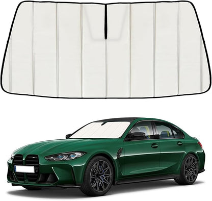 Windshield Sun Shade for BMW 3-Series 330i 328i 320i 325i 335i 330e 2019-2025 2026, Front Window Visor Accessories, Folding Design Blocks Heat & UV Rays Maintain Cool Interior and Save Space