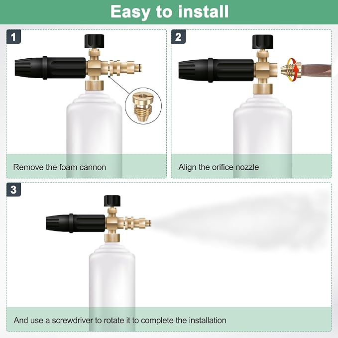 M METERXITY 2-Pack Foam Cannon Orifice Nozzle, 1.25mm Brass Universal Thread Tips for Snow Foam Lance/Garden Hose/Kitchen Cleaners, Sprayer Connector Replacement Nozzles