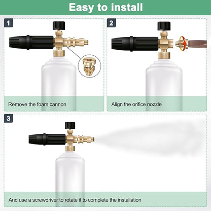 M METERXITY 2-Pack Foam Cannon Orifice Nozzle, 1.25mm Brass Universal Thread Tips for Snow Foam Lance/Garden Hose/Kitchen Cleaners, Sprayer Connector Replacement Nozzles