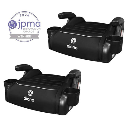 Diono Connect3 R Backless Booster Pack of 2, Slim Fit 3-Across in Many Mid-Sized Sedans and SUVs, for Children from 40-120 lbs., Lightweight with Cupholder, Black Storm