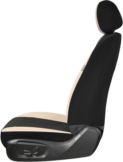 Coverado Front Seat Covers, Beige Seat Covers 2 Seats, Leather Car Protectors 2-Pack, Auto Seat Covers Spill-Proof Design Universal Fit for SUV, Vans, Sedan, Truck